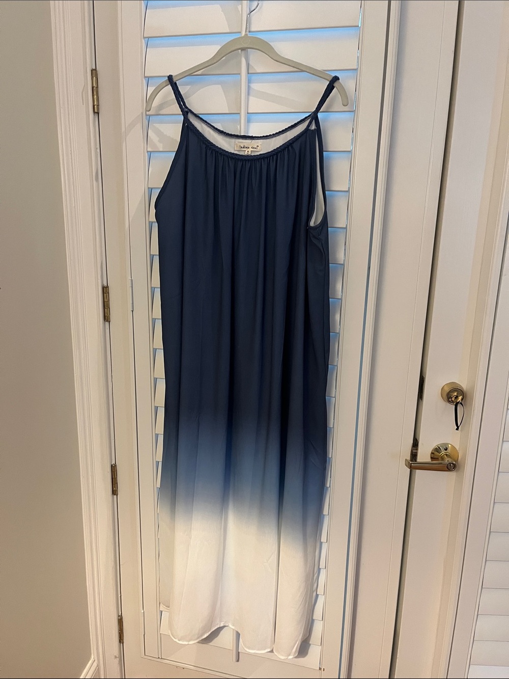 indigo soul navy braided-neckline maxi dress